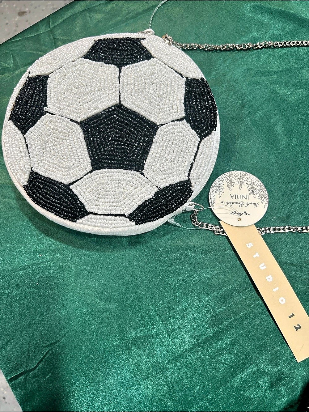 Studio 12 Hand-Beaded Soccer Ball Crossbody Bag